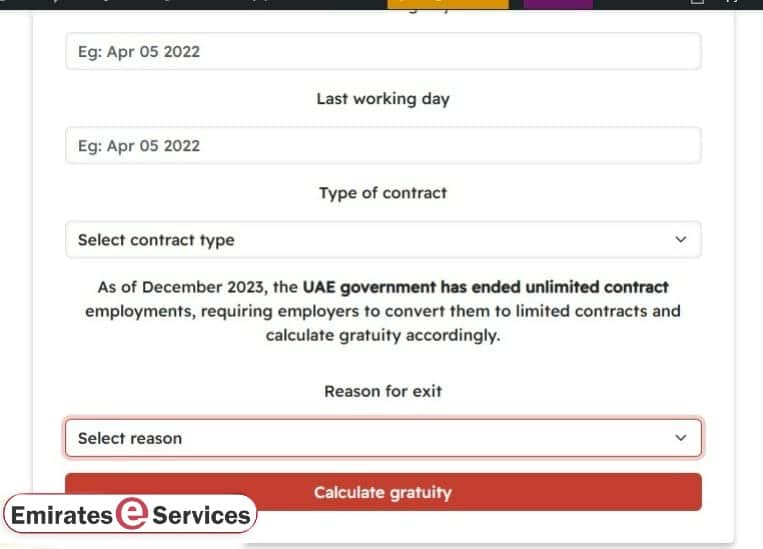 UAE Gratuity Calculator